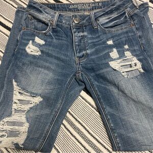 American Eagle Ripped Tom Girl Denim Jeans Size 0